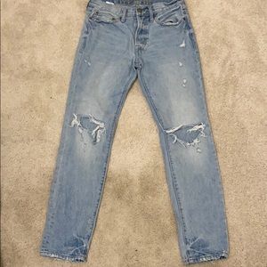 American Eagle Light Blue Jeans Ripped Slim